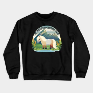 Norwegian Fjord Horse on grass - Horses Crewneck Sweatshirt